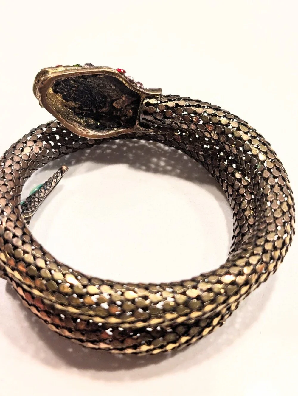 Vintage Mesh Gold Snake Coil Crystal Boho Indie Fairy Bracelet